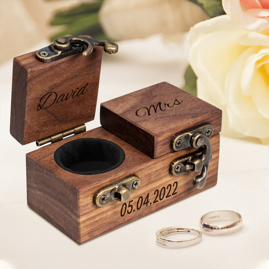 Custom Double Ring Boxes Personalized Wood Ring Bearer Box Emporium Discounts