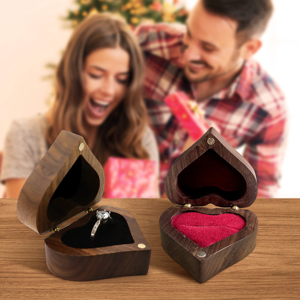 Personalized Wooden Ring Box Heart Proposal Engagement Ring Box Emporium Discounts