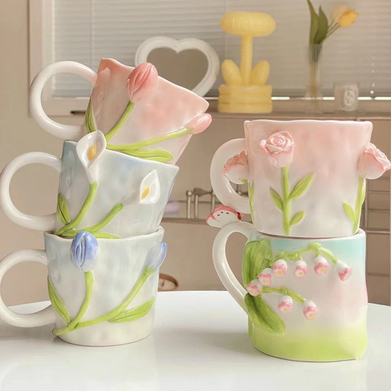 Premium Floral Hand Kneaded Ceramic Tulip Mug Emporium Discounts 5 Daily Products or Gadgets Per Day