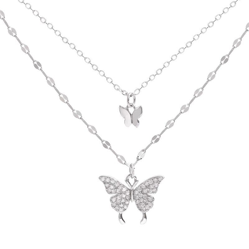 Butterfly Double Layer Chain Necklace Emporium Discounts