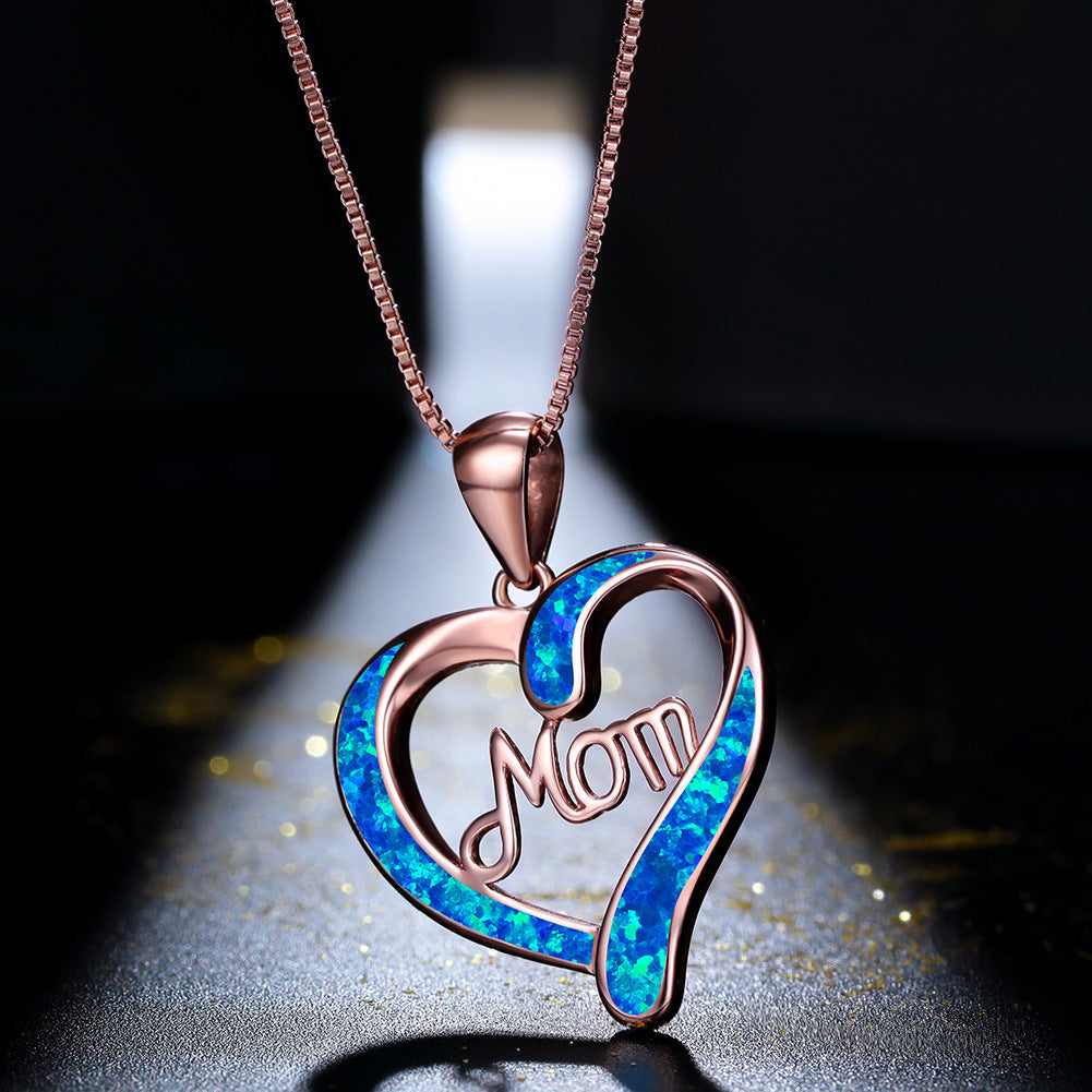 Fashion Love Shape MOM Letter Pendant Necklace Mother's Day Gift Jewelry