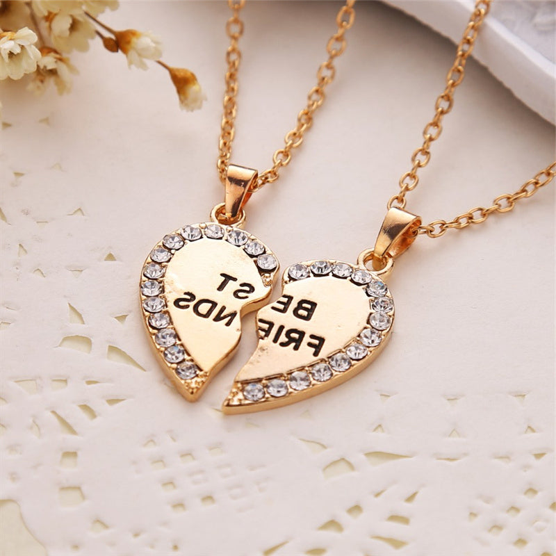 Love Heart Best Friend Necklace Emporium Discounts 5 Daily Products Or Gadgets Per Day Gold surrounded of crystal
