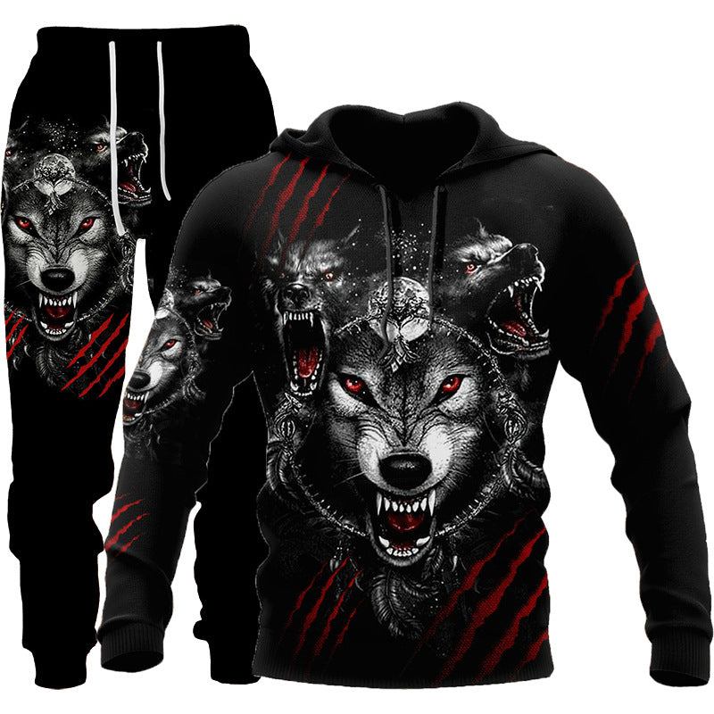 3D Wolf Print Tracksuit Men Sportswear Hooded Sweatsuit Two Piece Outdoors Running Fitness Men Jogging Set Emporium Discounts 5 Daily Products Or Gadgets Per Day Products