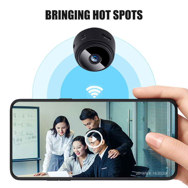 The Mini IP Camera Recorder offers 1080p Full HD resolution, night vision, and alarm notifications for viewing real-time activity. WiFi-enablement also allows access from anywhere. Check on your home or office while away and keep it secure no matter the distance.