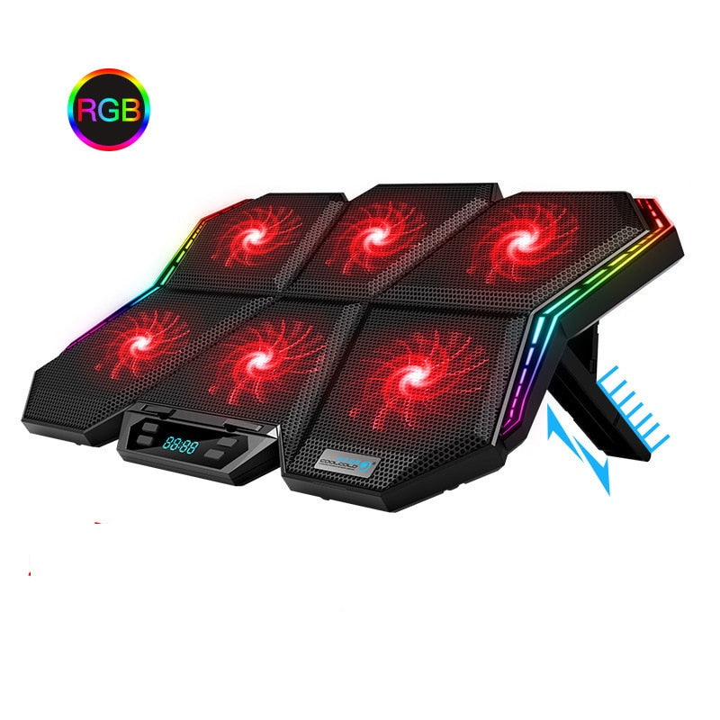 Gaming Laptop Cooler Six Fan Two USB Port Led RGB Lighting Notebook Stand for Laptop 12-17 inch Laptop Cooling Pad Emporium Discounts 5 Daily Gadget or Products Discounted at 20%  OFF Code DAILY20