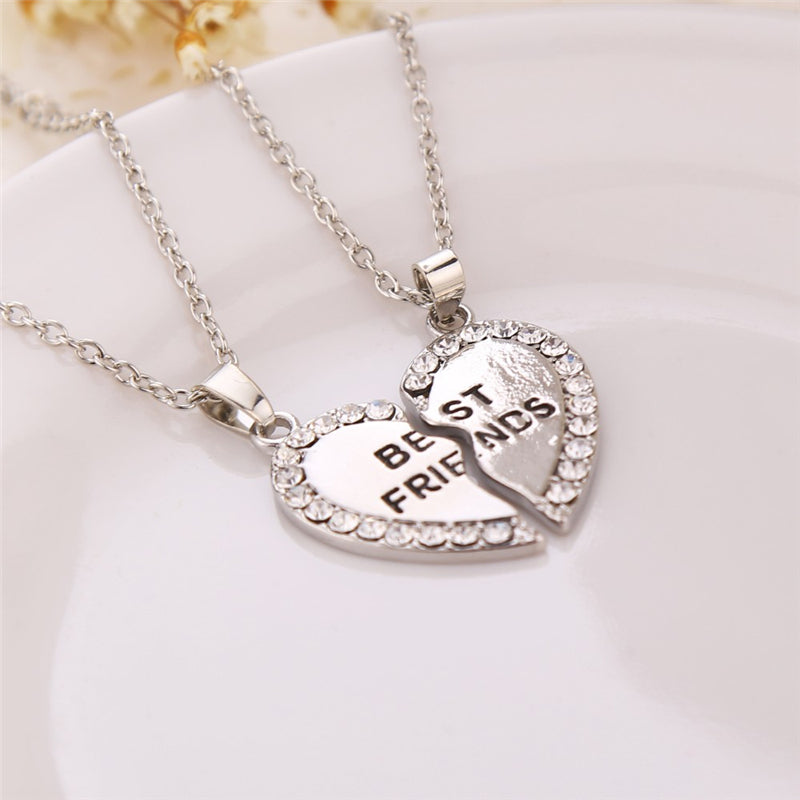 Love Heart Best Friend Necklace Emporium Discounts 5 Daily Products Or Gadgets Per Day Silver surrounded of crystal