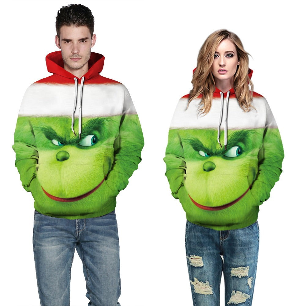 Grinch Geek Digital Printing Couple Long Sleeve Hooded Sweater Loose Casual Autumn Winter Dress Girl Emporium Discounts 5 Daily Gadgets Product In 2023