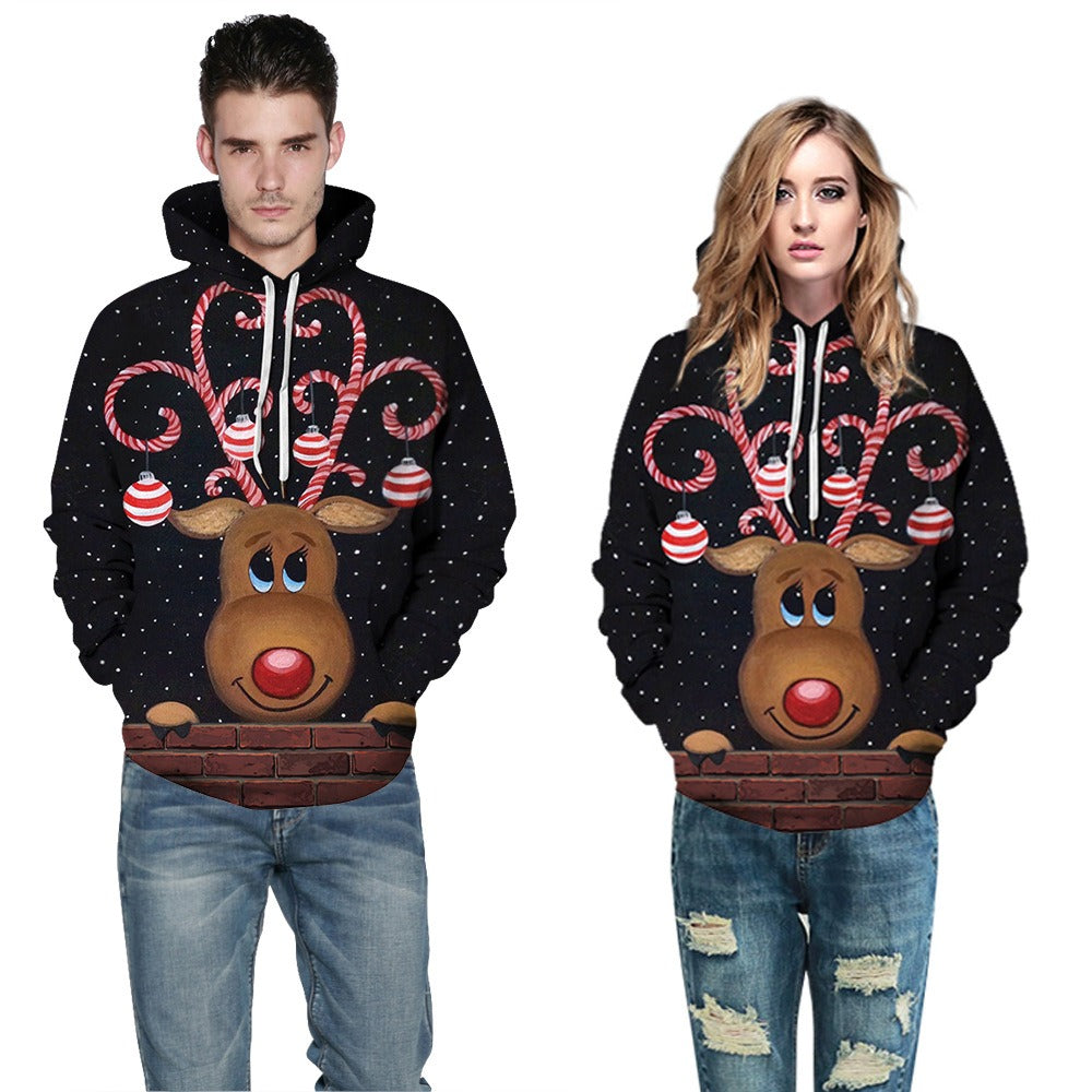 Deer Geek Digital Printing Couple Long Sleeve Hooded Sweater Loose Casual Autumn Winter Dress Girl Emporium Discounts 5 Daily Gadgets Product In 2023