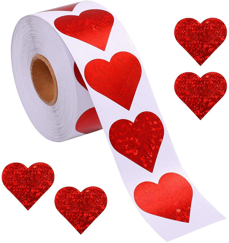 500pcs Heart Shape Labels Valentine's Day Mother's Day Father's Day Paper Packaging Sticker Gift Box Packing Bag Wedding Thanks Stickers Emporium Discounts