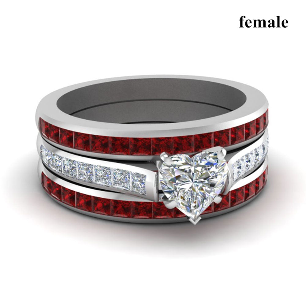 Fashion Jewelry Brown Red Stainless Steel Couple Ring Casual Male Ring Elegant Female Ring Engagement Valentine's Day Gift