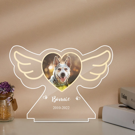 Personalized Pet Photo Lamp Custom Name Angel Wings Night Light Emporium Discounts