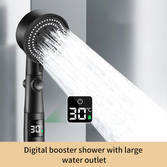Digital Display Shower Temperature Control Fan Blade Booster Shower Nozzle Temperature Display Shower | Emporium Discounts