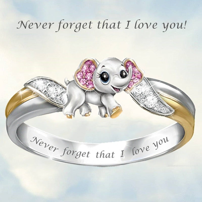  Never Forget I Love You Silver Cute Pink Elephant Crystal Zircon Engagement Ring Accessories Lover's Gift Anniversary Jewelry Emporium Discounts 5 Daily Products Or Gadgets Per Day