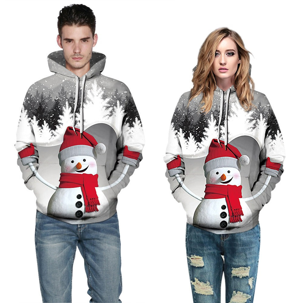 Snowman Geek Digital Printing Couple Long Sleeve Hooded Sweater Loose Casual Autumn Winter Dress Girl Emporium Discounts 5 Daily Gadgets Product In 2023