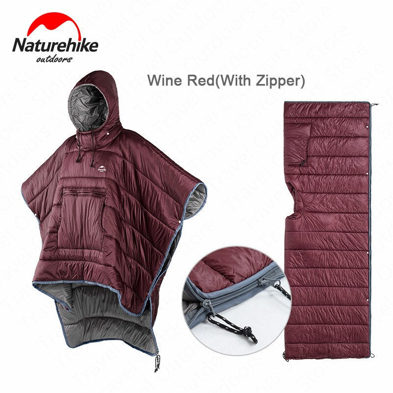 Naturehike Lazy Sleeping Bag Cloak Style Unisex Waterproof Portable Outdoor Camping Warm Sleeping Quilt Winter Travel Poncho