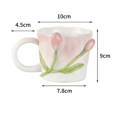 Premium Floral Hand Kneaded Ceramic Tulip Mug Emporium Discounts 5 Daily Products or Gadgets Per Day