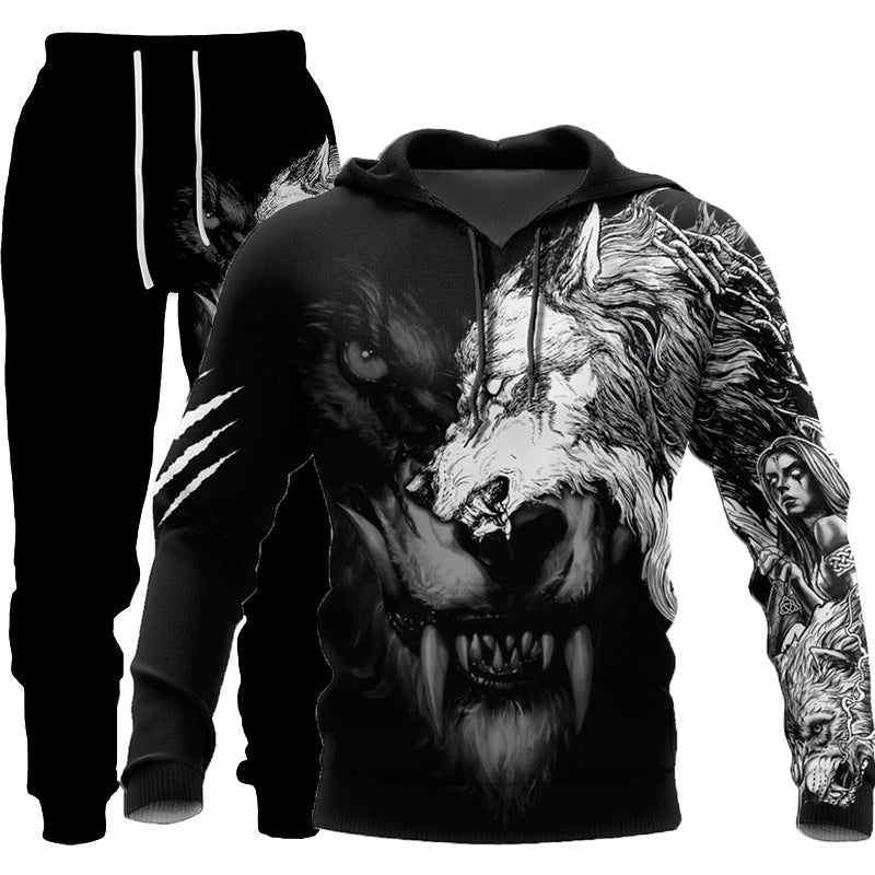 3D Wolf Print Tracksuit Men Sportswear Hooded Sweatsuit Two Piece Outdoors Running Fitness Men Jogging Set Emporium Discounts 5 Daily Products Or Gadgets Per Day Products