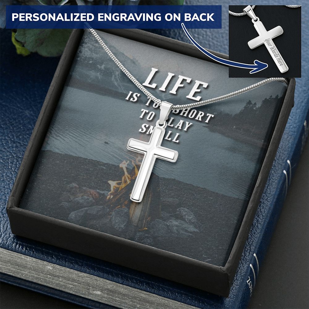 Personalized Cross Necklace Engraving on the back Emporium Discounts