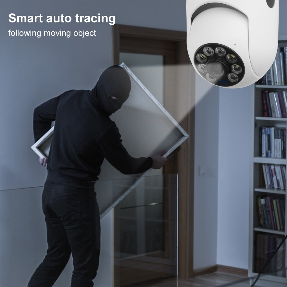 Introducing the Night Vision Security Camera! Perfect for home/office/warehouse/store security monitoring, it's a compact & easy-to-install light bulb camera. No hole drilling needed; just set it up and watch the baby, kids, spouse, & Grandma - all from your phone!