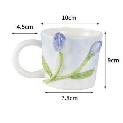 Premium Floral Hand Kneaded Ceramic Tulip Mug Emporium Discounts 5 Daily Products or Gadgets Per Day