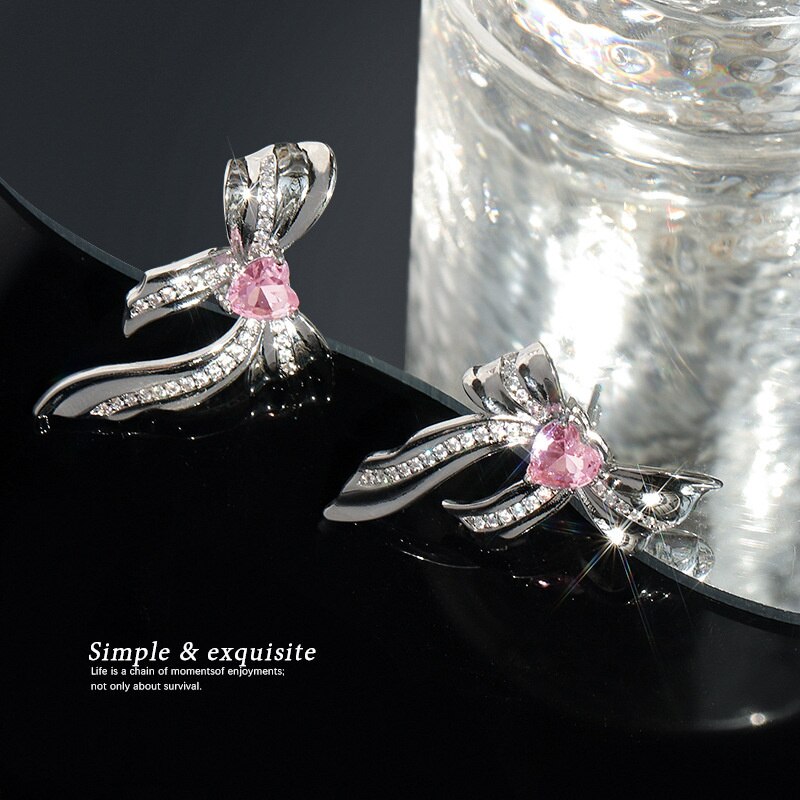 Sweet Pink Metal Bow Earrings Emporium Discounts