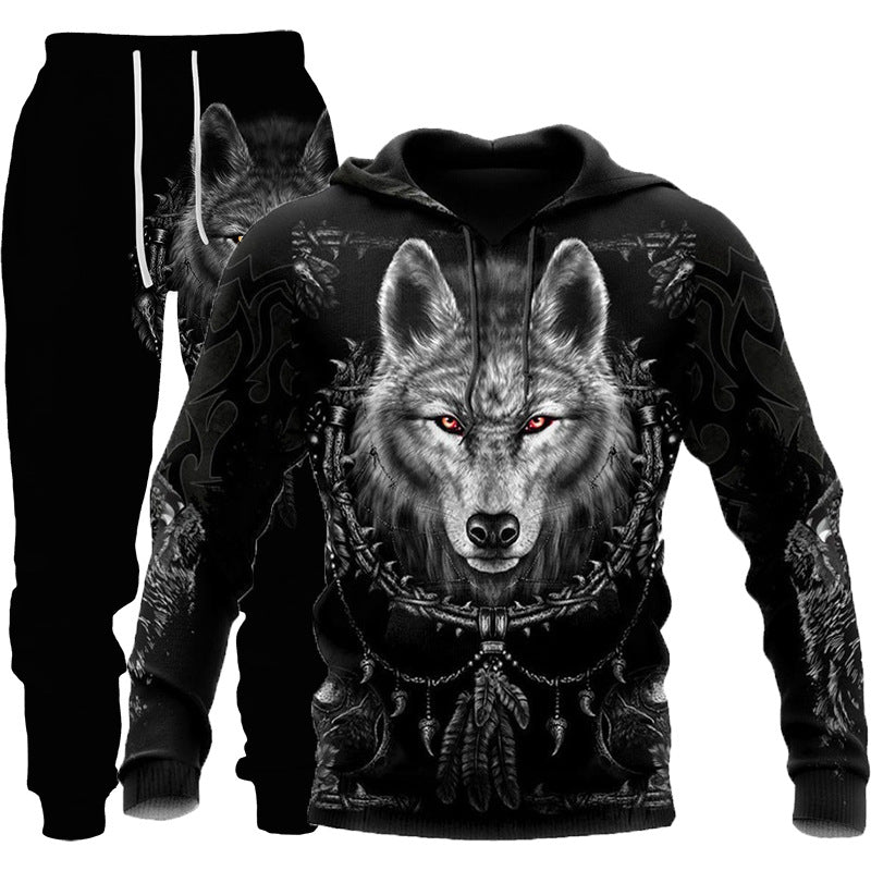 3D Wolf Print Tracksuit Men Sportswear Hooded Sweatsuit Two Piece Outdoors Running Fitness Men Jogging Set Emporium Discounts 5 Daily Products Or Gadgets Per Day Products